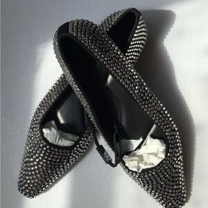 Zara black rhinestone Studded flats size 7.5